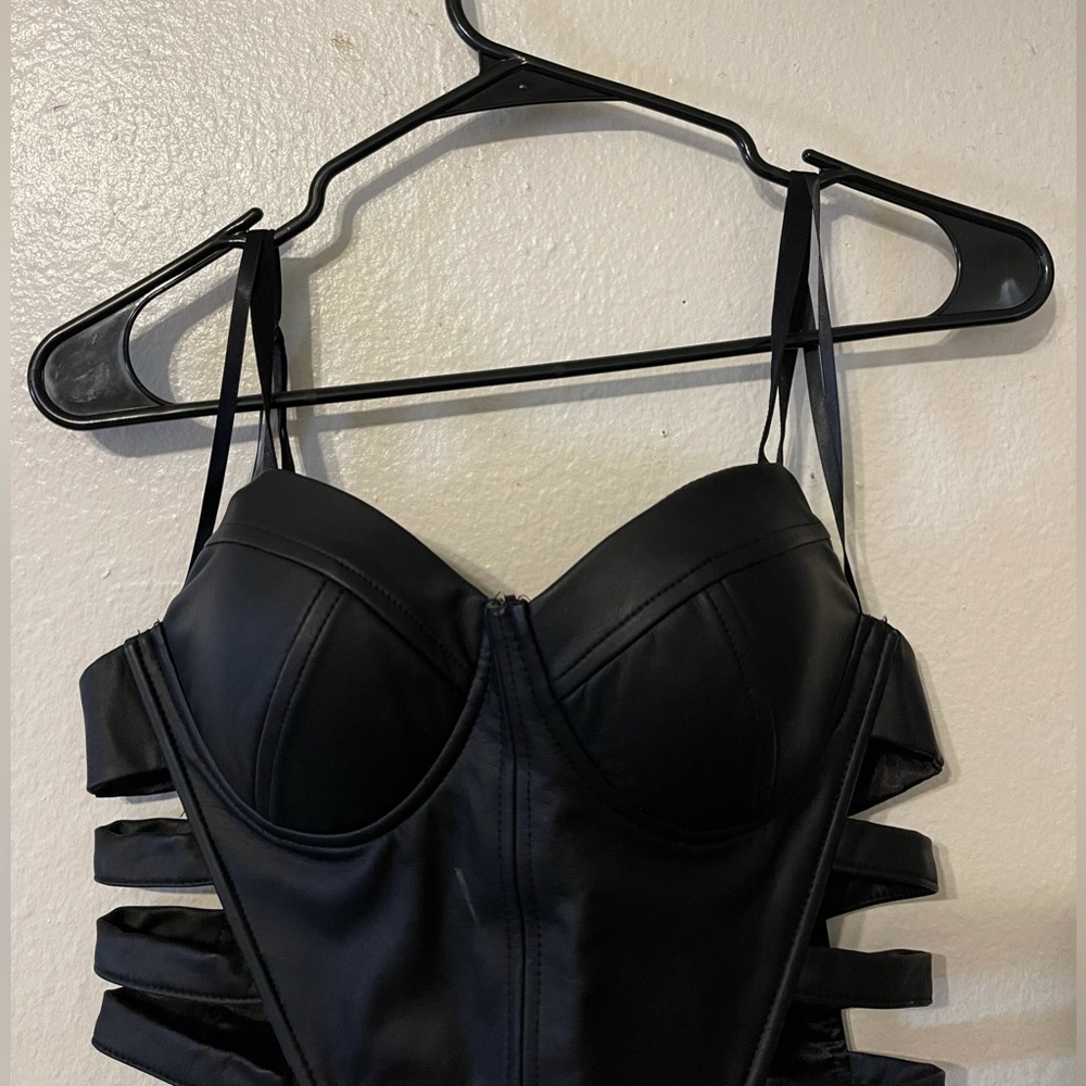 2 piece Black leather inspired outfit